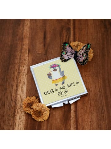 Mr. & Mrs. Panda Schminkspiegel Sommer Hippie mit Spruch in Gelb Pastell
