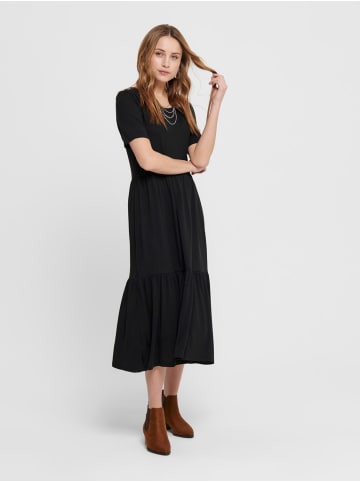 JACQUELINE de YONG Lockeres Midi Rüschen Kleid Maxi Bluse Kurzarm Stretch JDYDALILA in Schwarz