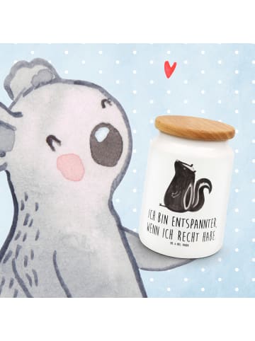 Mr. & Mrs. Panda Keksdose Stinktier Sitzen mit Spruch in Weiß