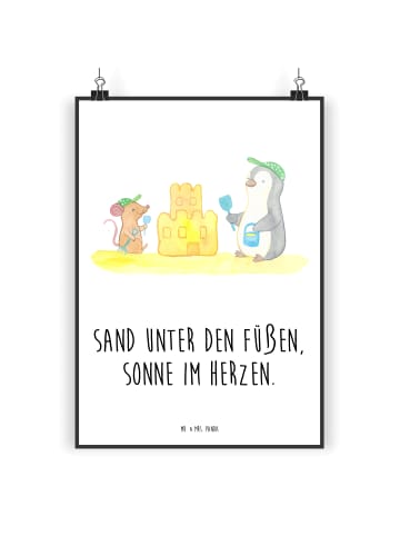 Mr. & Mrs. Panda Wandbild Sommer Meer Strand mit Spruch in Weiß