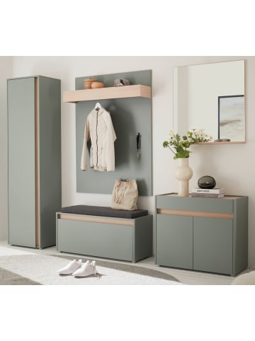 Furn.Design Garderobe Set 6-teilig in Salbei und Eiche, Flurgarderobe inkl. Sitzkissen