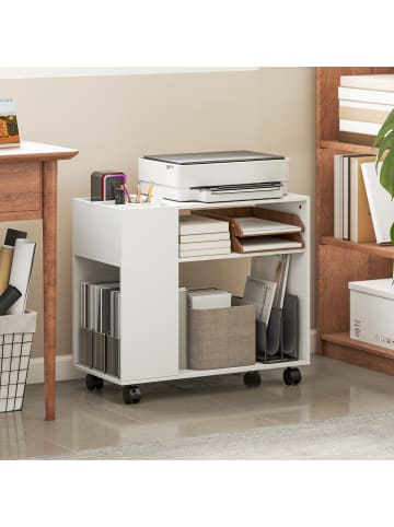 HOMCOM Druckerständer-70L x 34B x 60H cm-Weiß