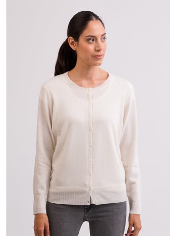 CASH-MERE.CH Cardigan Rundhals in Weiss