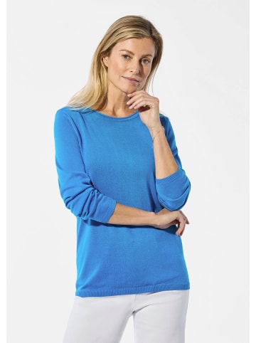 GOLDNER Pullover mit U-Boot-Ausschnitt aus Baumwoll-Viskose-Mix in karibikblau