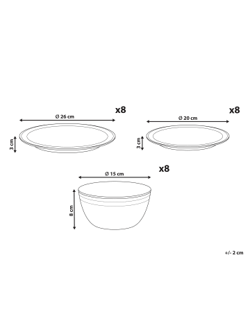 Beliani 24-tlg Tafelservice CHIVES in Grau
