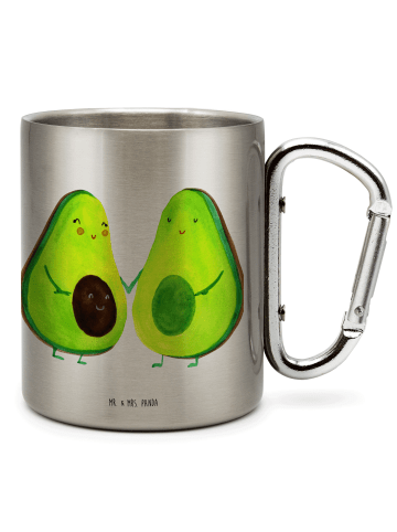 Mr. & Mrs. Panda Becher Avocado Pärchen ohne Spruch in Silber