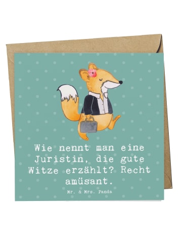 Mr. & Mrs. Panda Einladungskarte Juristin Humor mit Spruch in Meeresbrise