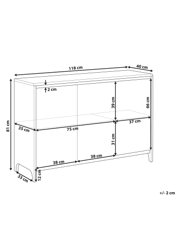 Beliani Sideboard MEDFORT in Braun/Grau - (W) 118 x (H) 81 x (L) 40 cm