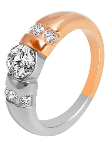 Adeliás Damen Ring aus Edelstahl mit Strass Steinchen in silber