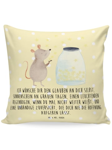 Mr. & Mrs. Panda Deko Kissen Maus Sterne mit Spruch in Gelb Pastell