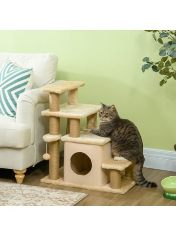 Pawhut Katzentreppe Beige 60L x 40B x 66H cm