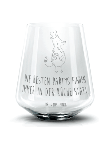 Mr. & Mrs. Panda Trinkglas Fuchs Koch mit Spruch in Transparent