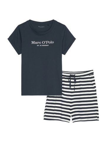 Marc O'Polo Pyjama Mix & Match Cotton in Blau/Weiss