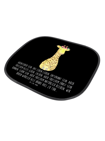 Mr. & Mrs. Panda Sonnenblende Auto Giraffe Blumenkranz mit Spruch in Schwarz