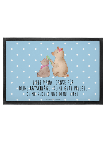 Mr. & Mrs. Panda Schmutzfänger Bär Kind mit Spruch in Blau Pastell