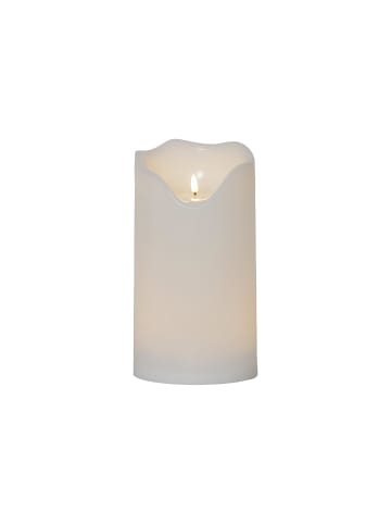 STAR Trading Kerze Flamme Grand, Stumpenkerze, Weiß, LED, Timer, Warmweiß, Außenber