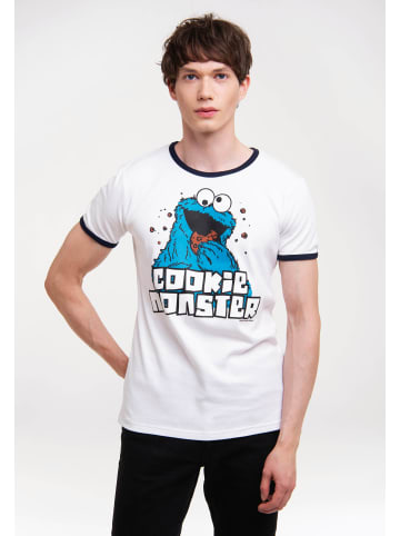 Logoshirt T-Shirt Cookie Monster in weiss-dunkelblau