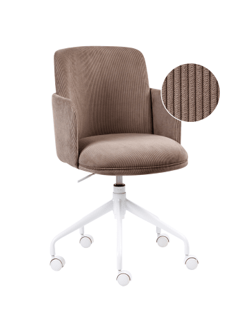 Beliani Bürostuhl DRYDEN in Braun/Weiß - (W) 60 x (H) 84 x (L) 60 cm