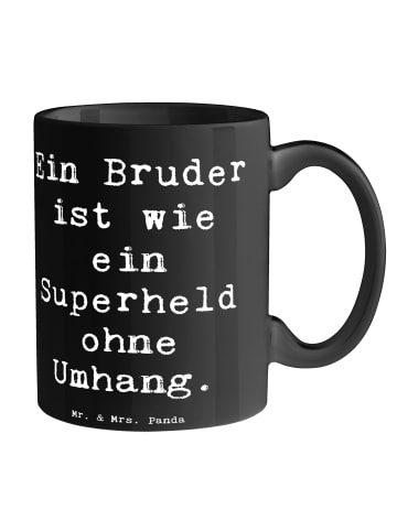 Mr. & Mrs. Panda Mug Spruch Bruder Superheld mit Spruch in Schwarz