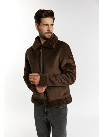 DreiMaster Herren Übergangsjacke Aus Fellimitat in Braun