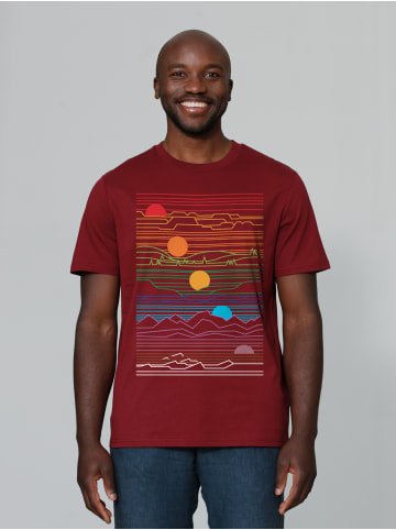 wat? Apparel T-Shirt Sun And Moon in Weinrot