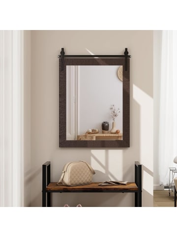 COSTWAY Wandspiegel 76,5 cm x 56 cm in Braun