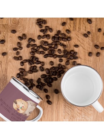 Mr. & Mrs. Panda Camping Emaille Tasse 5. Hochzeitstag Holzhochz... in Kaffa Coffee