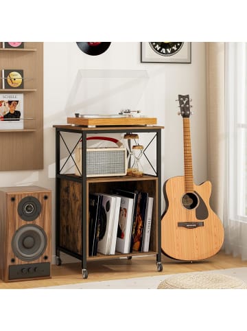 COSTWAY Schallplatten Aufbewahrung Ständer in Braun