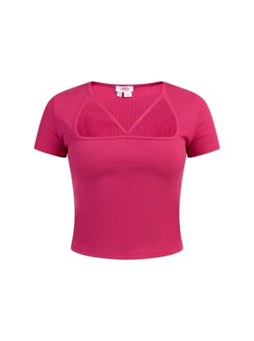 myMo Damen Rippstrick T-Shirt in Pink