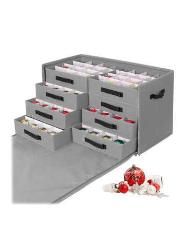 relaxdays Weihnachtskugel-Aufbewahrungsbox in Grau - (B)73 x (H)40 x (T)36,5 cm