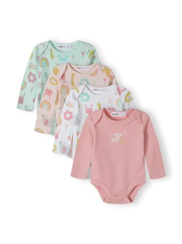 Minoti 4er-Set: Langarmbody 21babypack3 in koralle