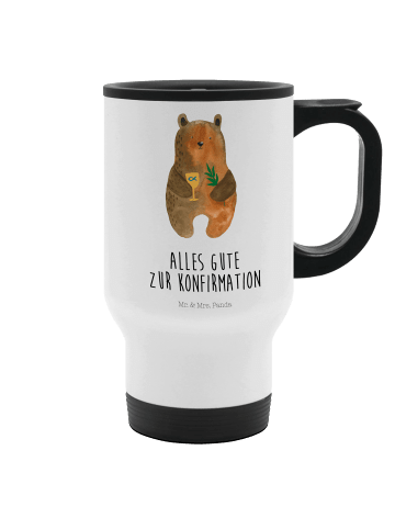 Mr. & Mrs. Panda trinkbecher mit deckel Bär Konfirmation mit Spruch in Weiß