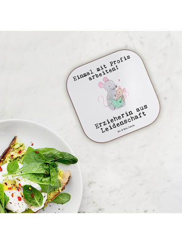 Mr. & Mrs. Panda Untersetzer Glas Erzieherin Leidenschaft mit Sp... in Weiß