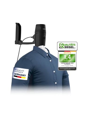 Clean Maxx Hemden- & Blusenbügler Kompakt 1000W schwarz/silber Schwarz