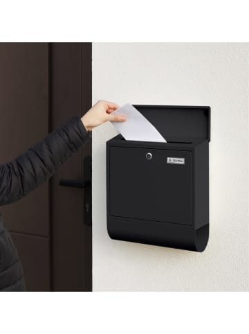 relaxdays Briefkasten mit Zeitungsfach in Schwarz