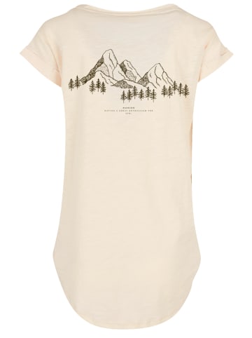 F4NT4STIC Damen T-Shirt Lang PLUS SIZE Mountain Berge in Whitesand