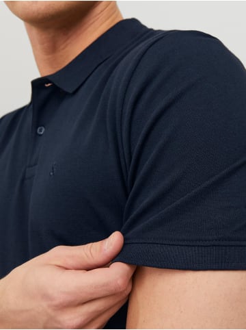 Jack & Jones Einfarbiges Polo Hemd Pique T-Shirt mit Kragen JJEBASIC in Navy