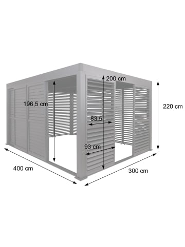 MCW Pergola L46 mit 7x Lamellenpaneel 7x Schiebetüren, Anthrazit