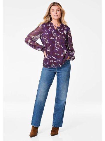 GOLDNER Kurzgröße:  Bluse Bluse in beere / gemustert