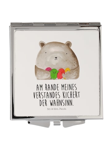 Mr. & Mrs. Panda Handtaschenspiegel quadratisch Bär Gefühl mit S... in Weiß