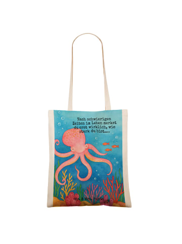 Mr. & Mrs. Panda Shopping Tasche Tintenfisch Design mit Spruch in Weiß