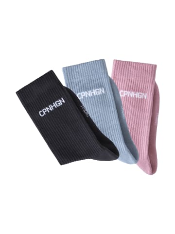 Copenhagen Studios Tennissocken in 1x anthrazit, 1x hell blau, 1x rosa