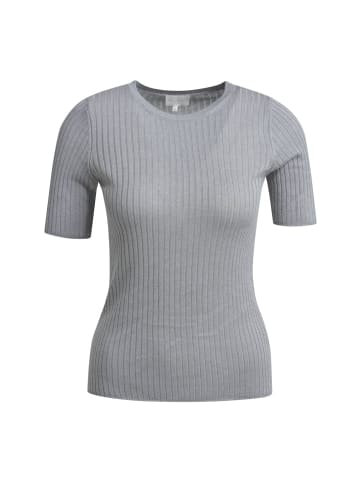 Milano Italy Fitted 1/2 Sleeve Pullover with Round Neck in Grey Melange