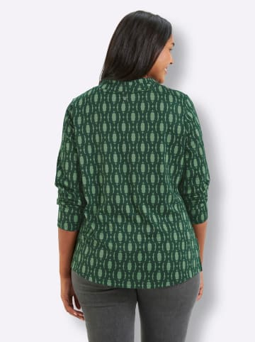 sheego Jacquard-Shirt in moos-eucalyptus-gemustert