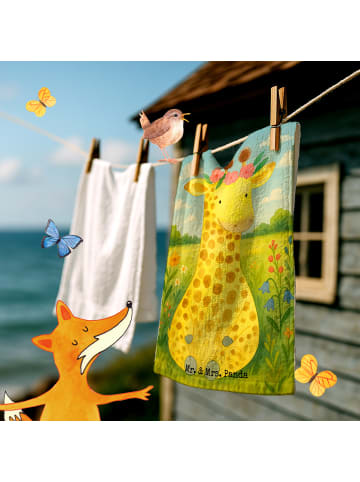 Mr. & Mrs. Panda Handtuch Giraffe Blumenkranz Design ohne Spruch in Weiß