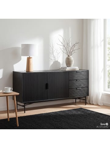 home24 Sideboard KNIVS 2 Türen in Eiche Schwarz