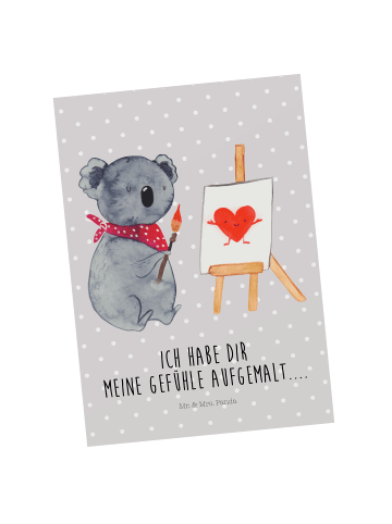 Mr. & Mrs. Panda Postkarte Koala Künstler mit Spruch in Grau Pastell