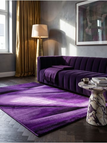 KADIMA DESIGN Teppich Kurzflor Waschbar Abstrakt ASPEN Strapazierfähig OEKO-TEX in Violett