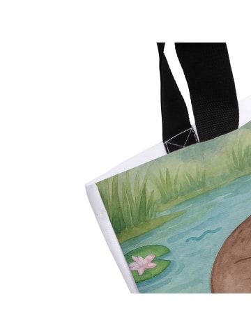 Mr. & Mrs. Panda Strandtasche Otter Seerose Design ohne Spruch in Weiß
