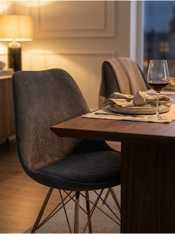 KADIMA DESIGN Esszimmerstuhl 2er Set Cara-Stoff Küchenstuhl mit goldenen in Anthrazit